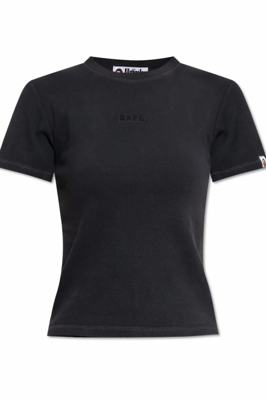 A BATHING APE® CZARNY T-shirt z logo