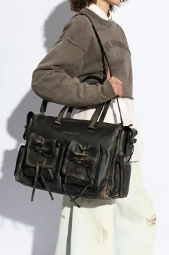 Acne Studios BRĄZOWY Skórzana torba do ręki