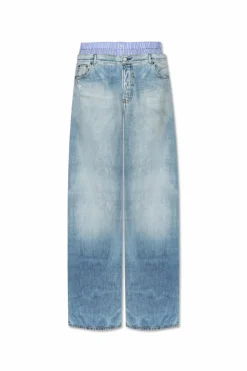 Acne Studios jasnoniebieski Spodnie z dekoracyjnym wykończeniem