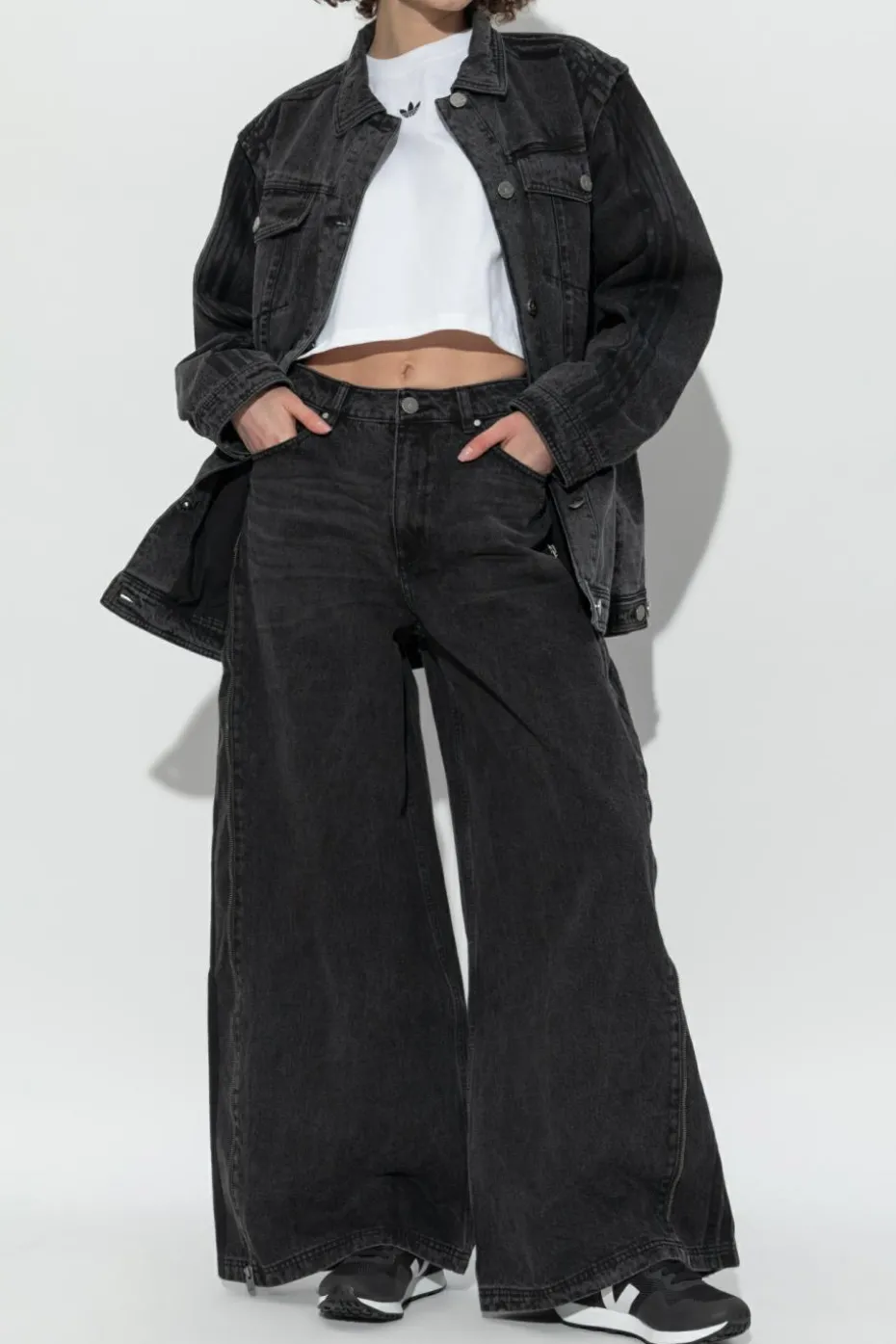 ADIDAS Originals CZARNY Jeansowa kurtka typu `oversize`
