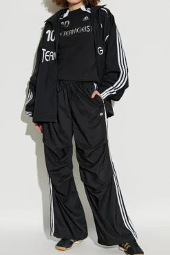 ADIDAS Originals CZARNY Spodnie dresowe z marszczonymi nogawkami
