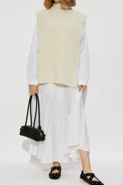 Alaïa kremowy Wełniane poncho z golfem