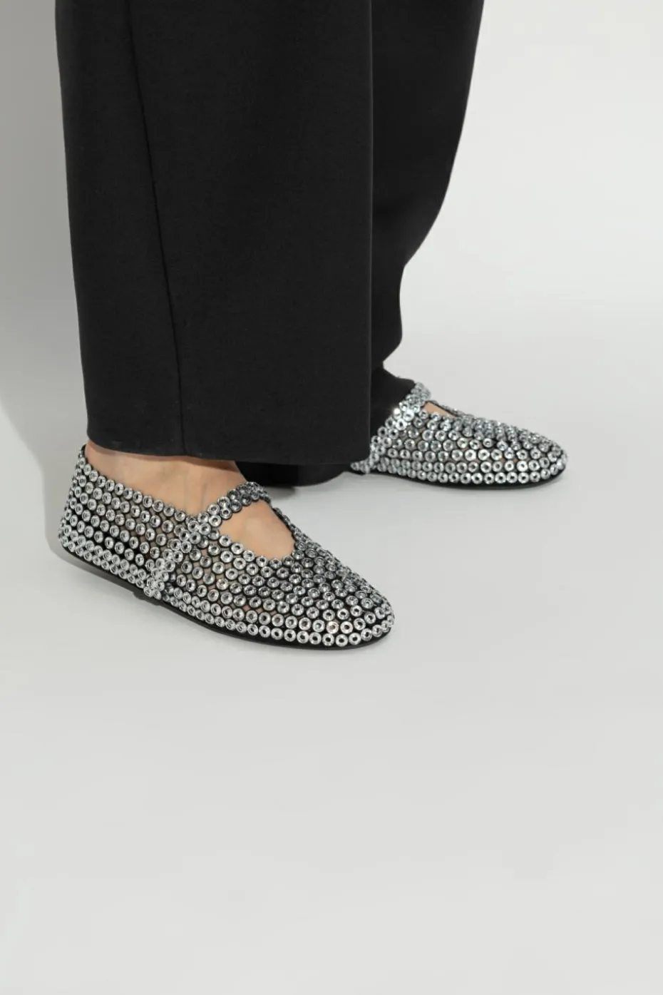 Alaïa SREBRNY Baleriny `Eyelet`