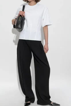 Alexander McQueen CZARNY Spodnie z szerokimi nogawkami w kant