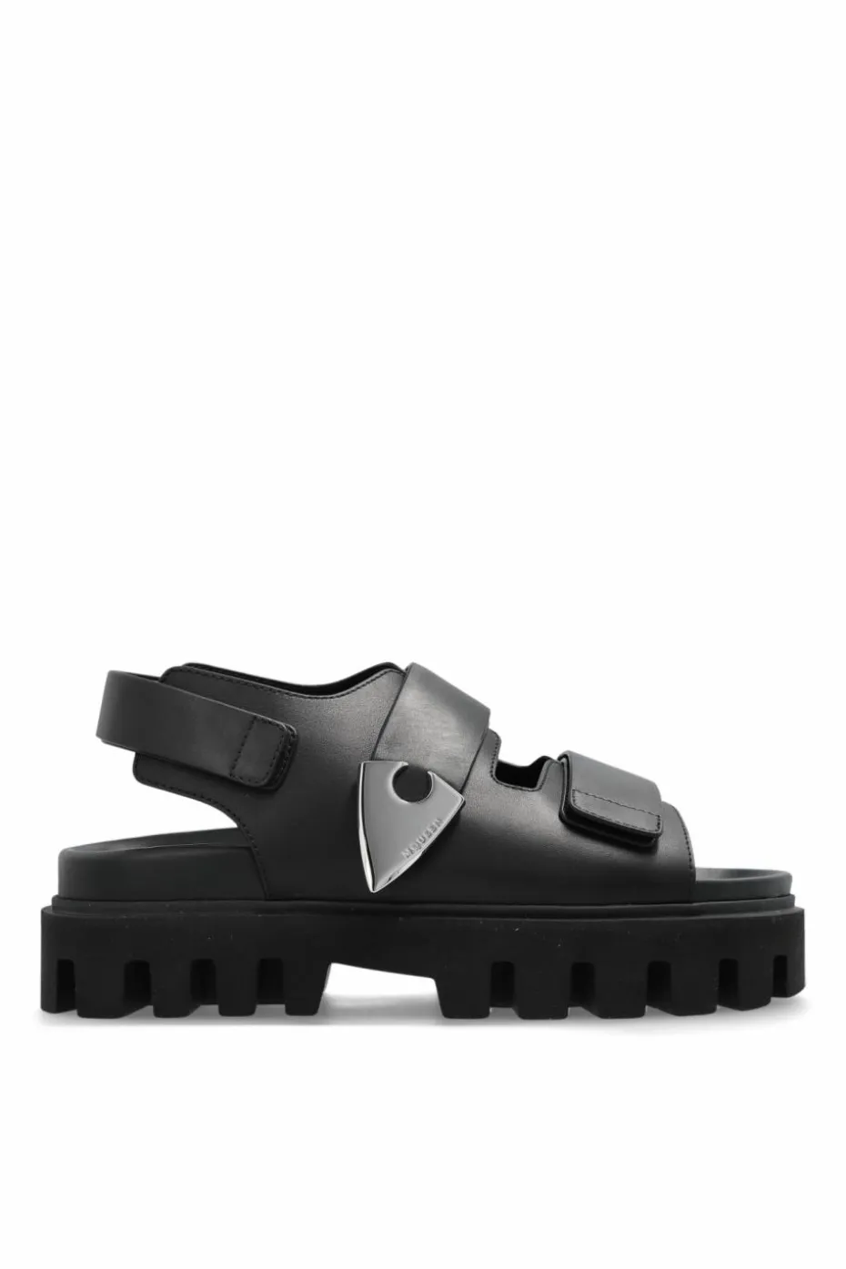 Alexander McQueen CZARNY Skórzane sandały na platformie