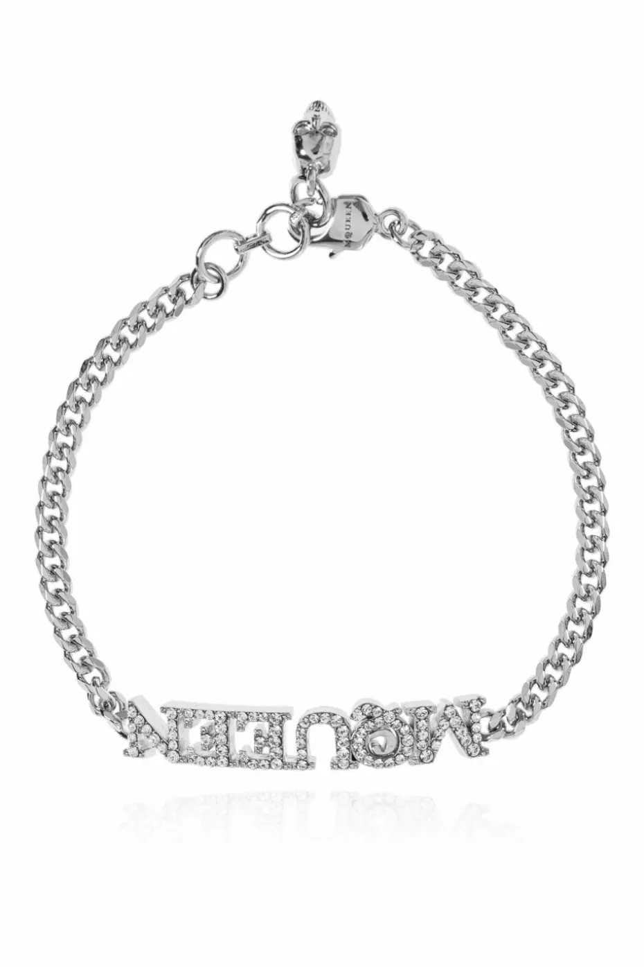 Alexander McQueen SREBRNY Bransoleta z połyskującymi kryształami