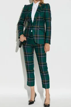 Alexander McQueen ZIELONY Spodnie w kartę