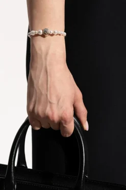 Alexander McQueen ZŁOTY Regulowana bransoleta z połyskującymi kryształami