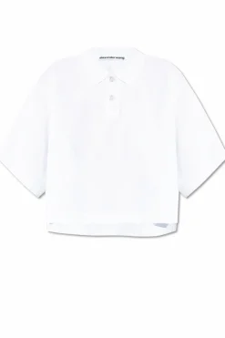 Alexander Wang BIAŁY Krótkie polo o luźnym kroju