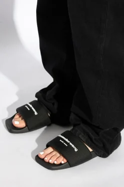 Alexander Wang CZARNY Klapki z logo