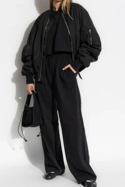 Alexander Wang CZARNY Spodnie dresowe z szerokimi nogawkami