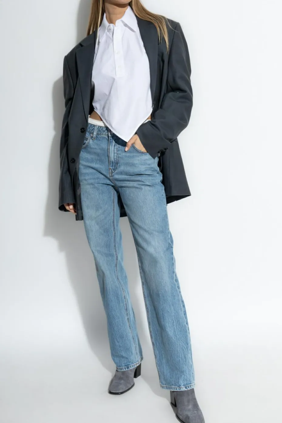 Alexander Wang NIEBIESKI Jeansy z dekoracyjnym wykończeniem