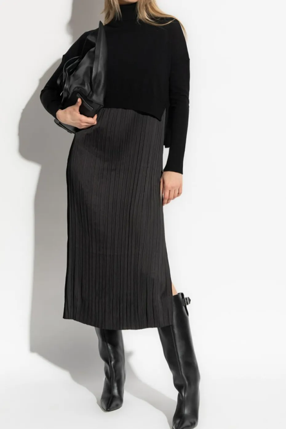 AllSaints CZARNY Sukienka ze swetrem `Vittoria`