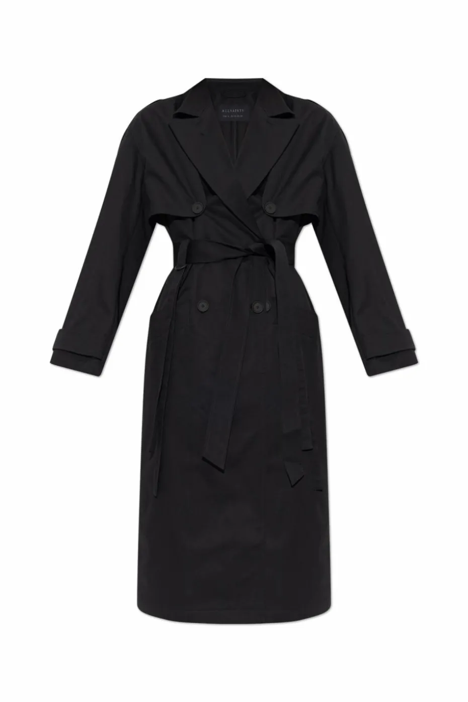 AllSaints CZARNY Trencz `Cadence`