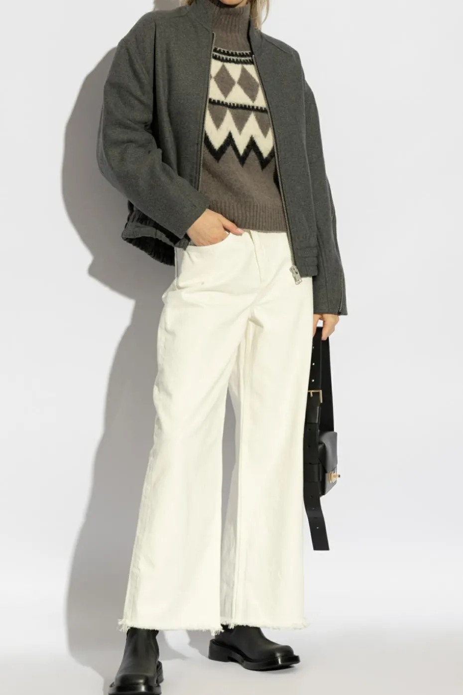 AllSaints kremowy Jeansy `Aki`
