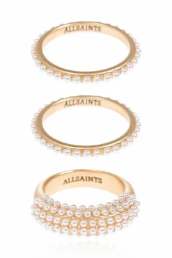 AllSaints ZŁOTY Zestaw trzech pierścień