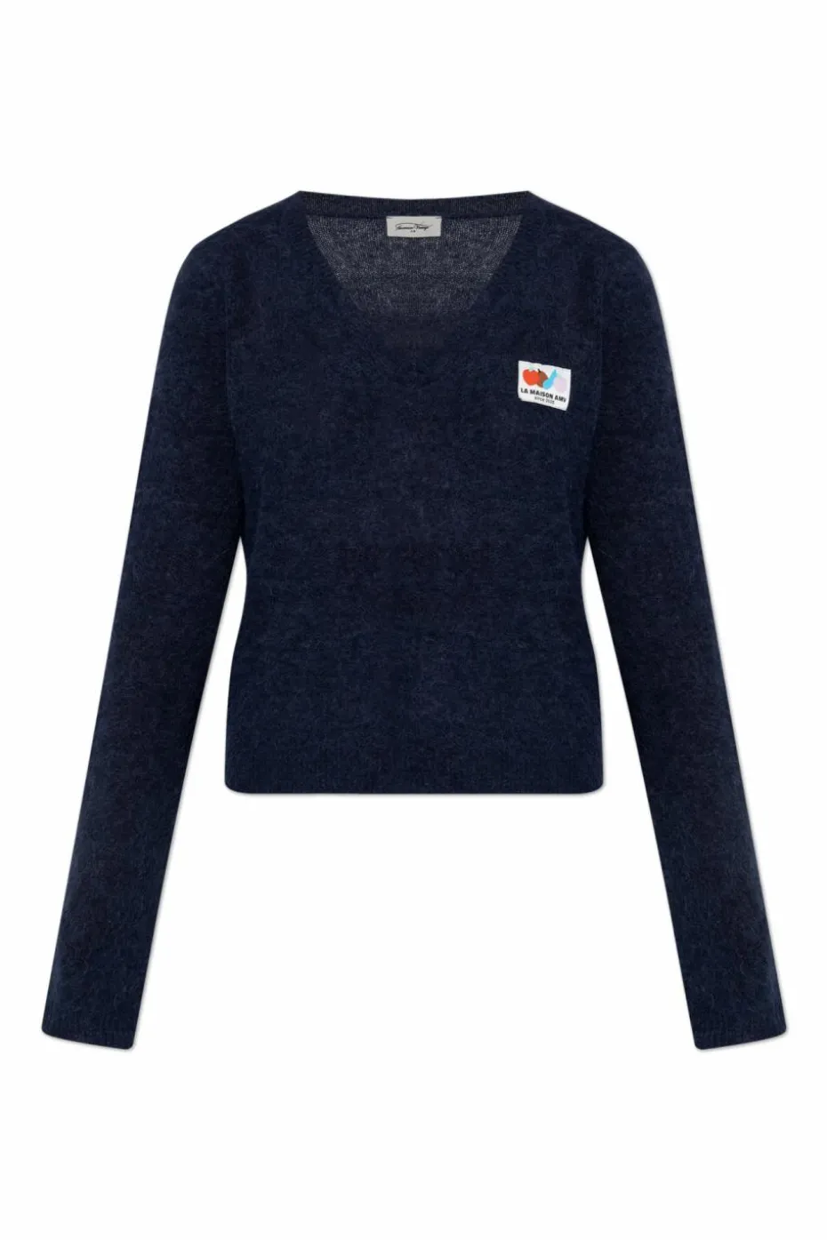American Vintage GRANATOWY Sweter ze naszywką z logo