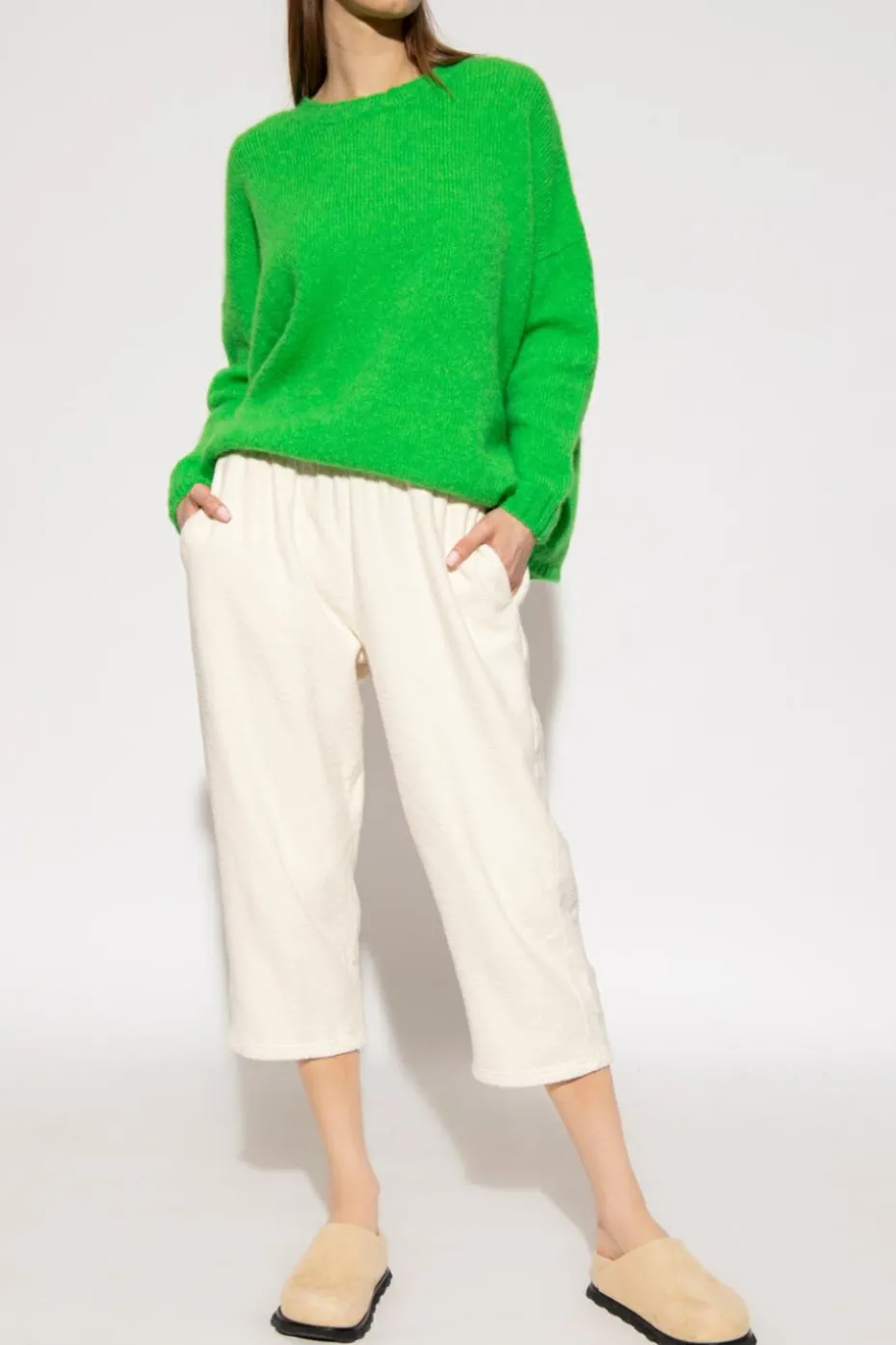 American Vintage kremowy Spodnie z tkaniny ‘frotte’