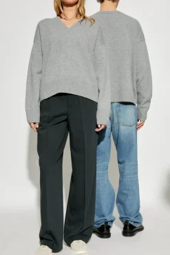 Ami Alexandre Mattiussi SZARY Sweter z logo