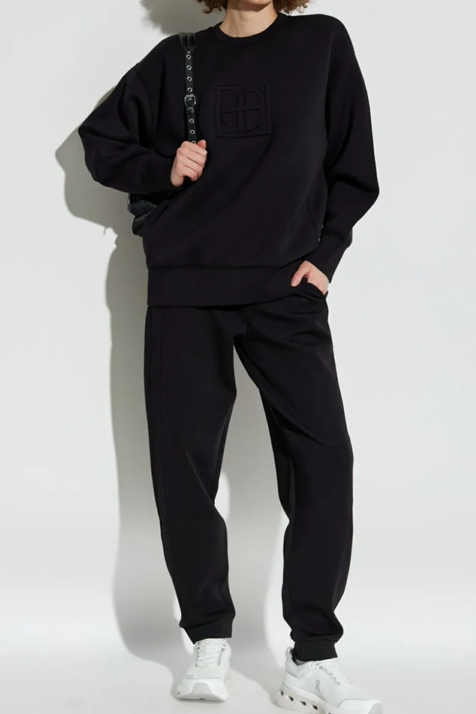 Anine Bing CZARNY Bluza z logo