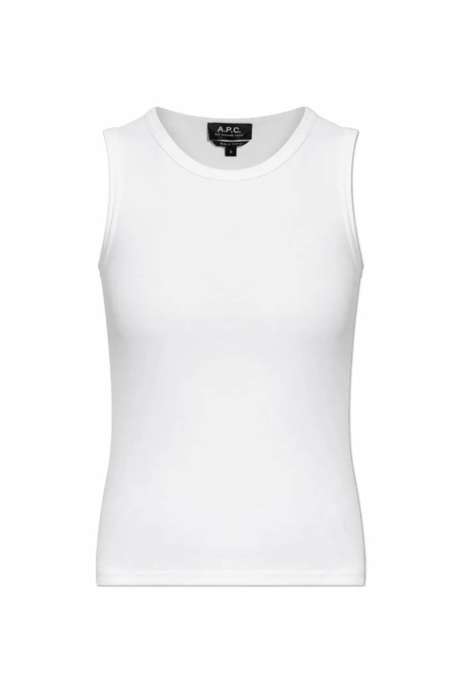 A.P.C. BIAŁY Prążkowany top z wyszytym logo