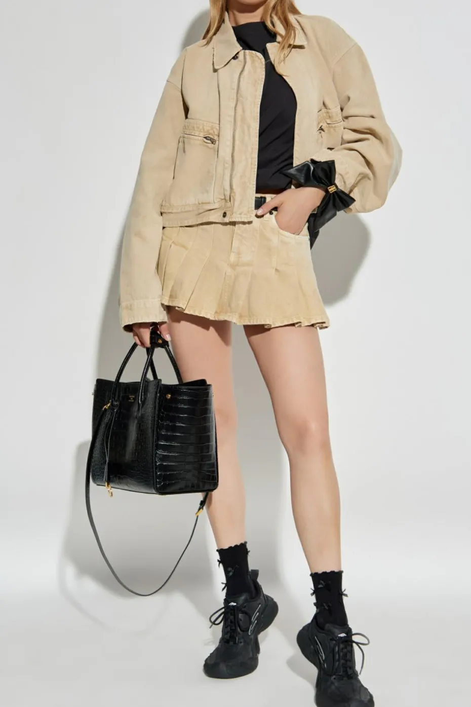 Balenciaga beżowy Jeansowa kurtka z efektem `vintage`