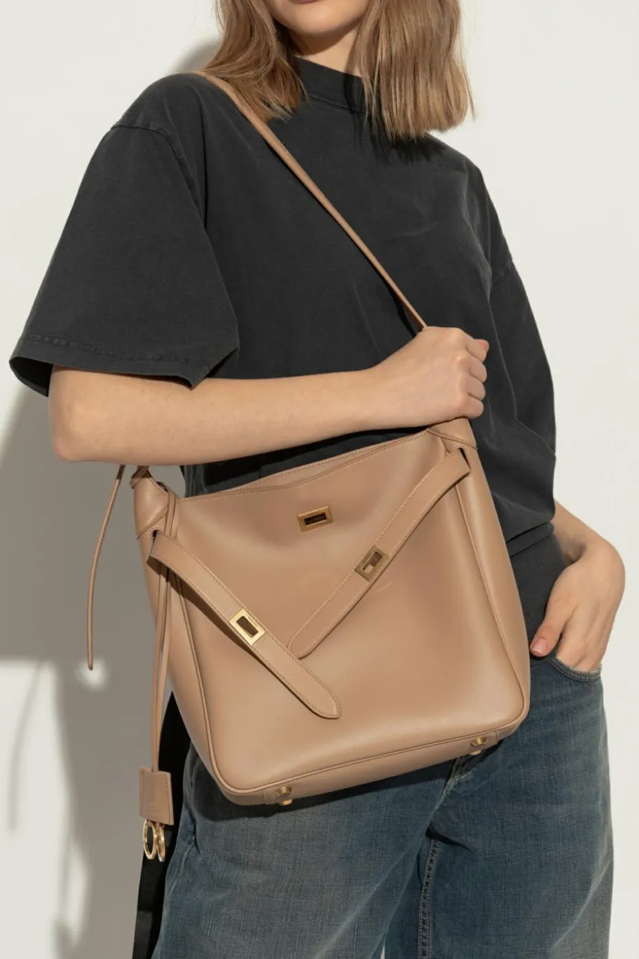 Balenciaga beżowy Torba na ramię `Bel Air Small`