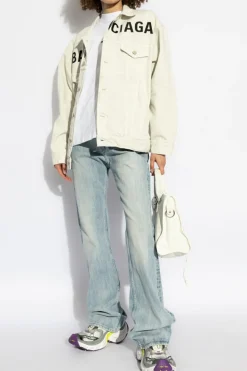 Balenciaga BIAŁY Kurtka jeansowa z logo