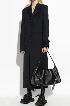 Balenciaga CZARNY Długi płaszcz z efektem `vintage`