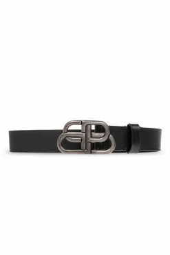 Balenciaga CZARNY Skórzany pasek z logo