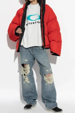 Balenciaga CZERWONY Dwustronna ocieplana kurtka