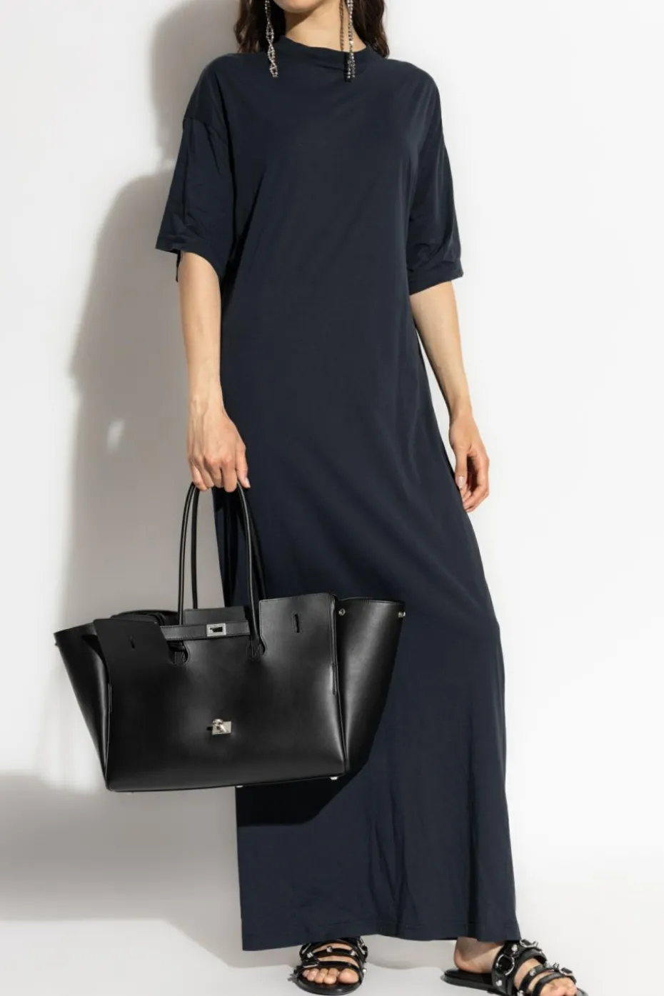 Balenciaga GRANATOWY Bawełniana sukienka