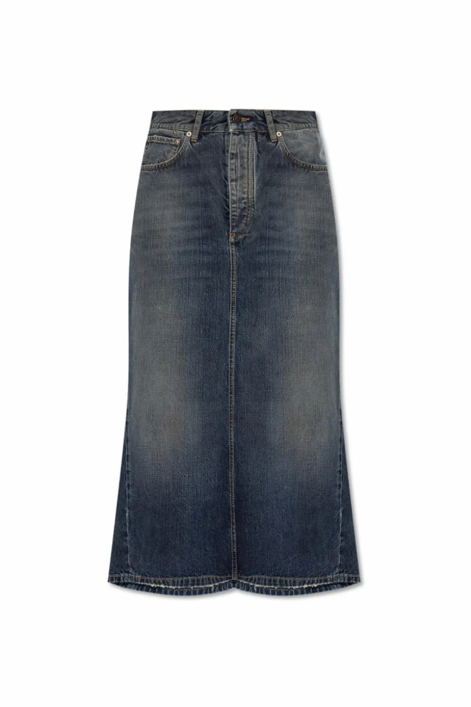 Balenciaga GRANATOWY Jeansowa spódnica z efektem `vintage`