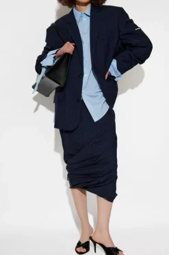 Balenciaga GRANATOWY Spódnica ze wzorem w prążki