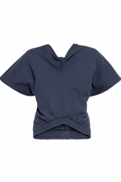 Balenciaga GRANATOWY Top z efektem `vintage`