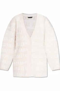 Balenciaga kremowy Kardigan z monogramem