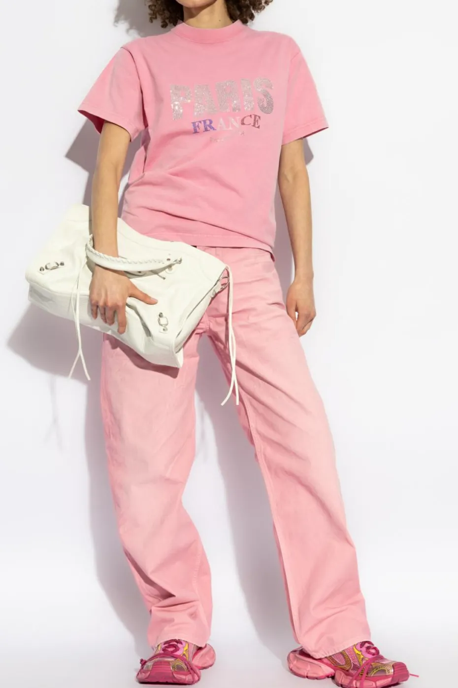 Balenciaga RÓŻOWY T-shirt z logo