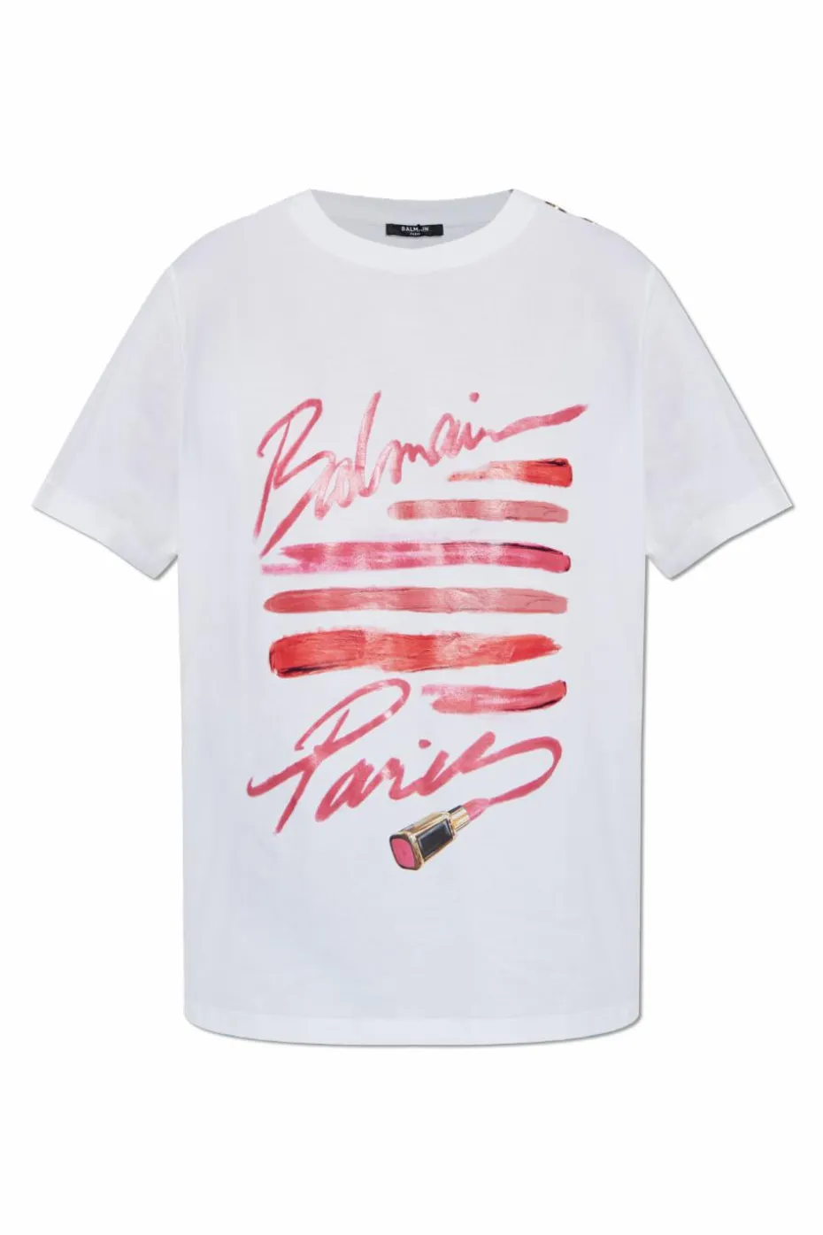 Balmain BIAŁY T-shirt typu `oversize` z nadrukiem