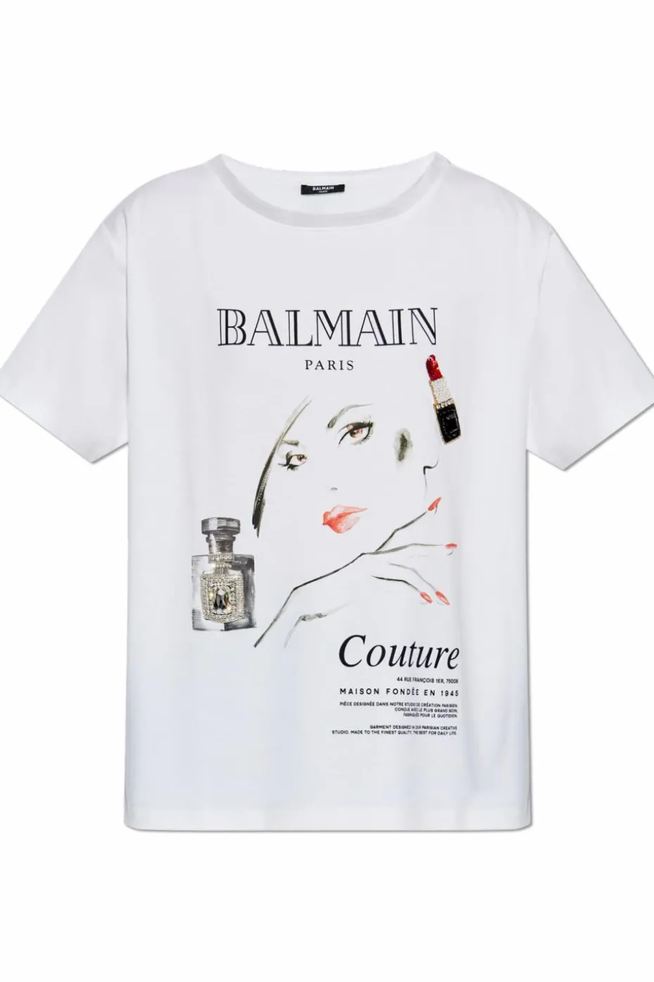 Balmain BIAŁY T-shirt z aplikacją