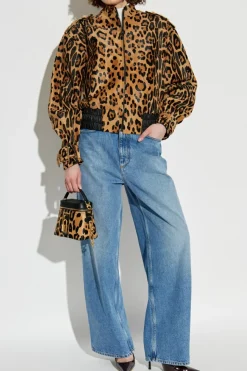 Balmain BRĄZOWY Kurtka z motywem zwierzęcym