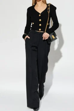 Balmain CZARNY Kardigan dekoltem w serek
