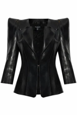 Balmain CZARNY Skórzana kurtka