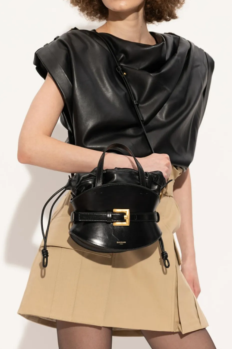 Balmain CZARNY Torba do ręki `Shuffle Mini`