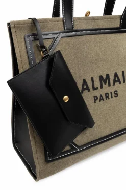 Balmain ZIELONY Torba z logo typu ‘shopper’