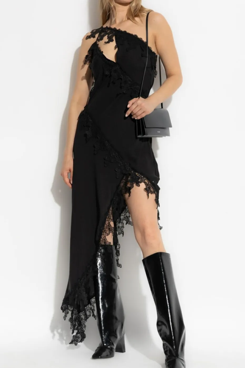 Blumarine CZARNY Sukienka z koronkowymi wstawkami