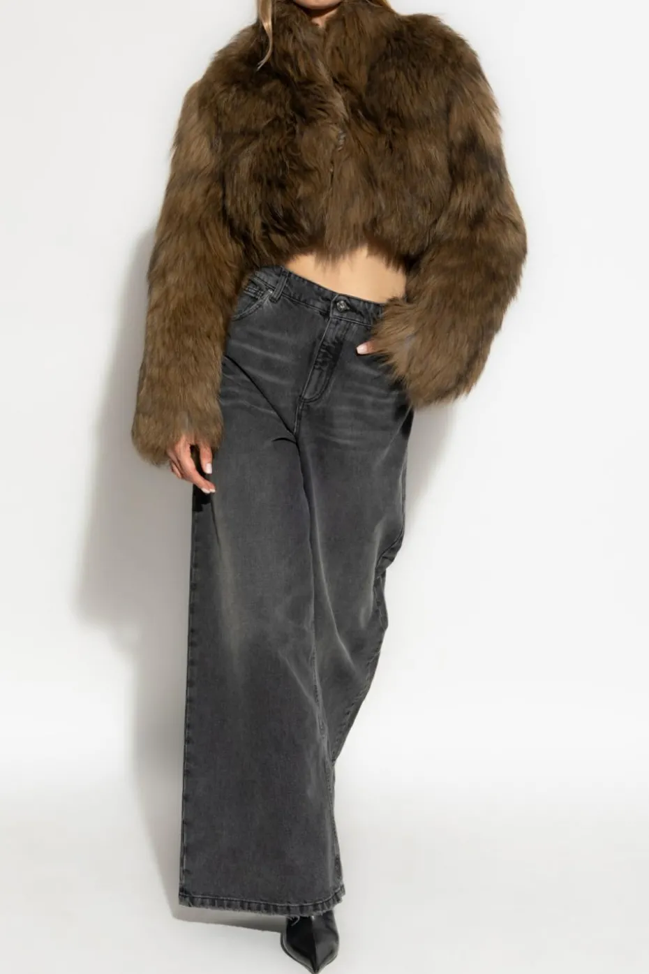 Blumarine SZARY Jeansy z szerokimi nogawkami