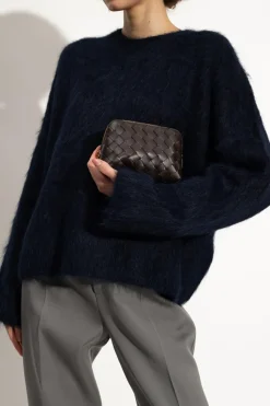 Bottega Veneta BRĄZOWY Skórzana kosmetyczka