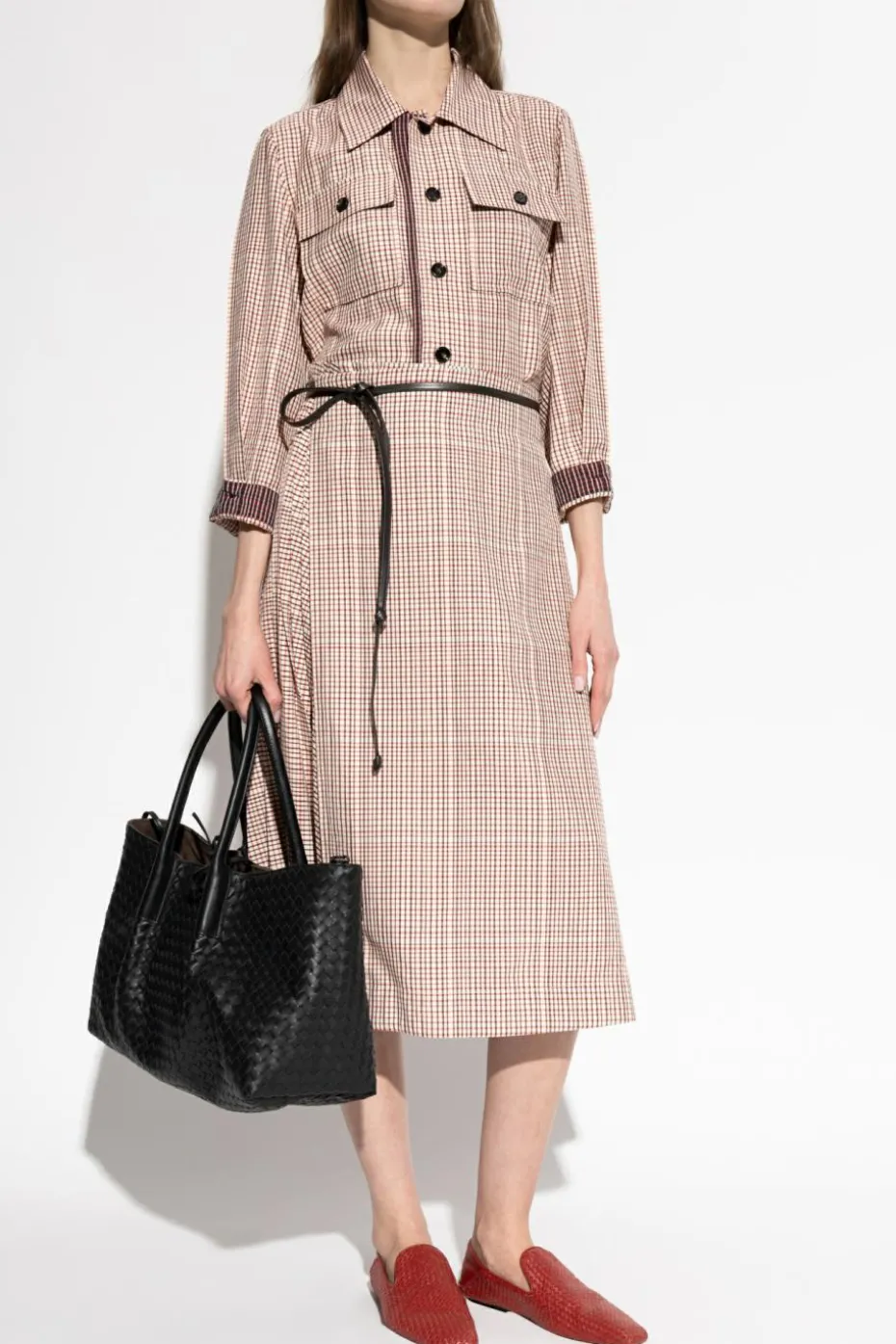 Bottega Veneta CZERWONY Spódnica w kratę
