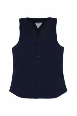 Bottega Veneta GRANATOWY Top za zapięciem