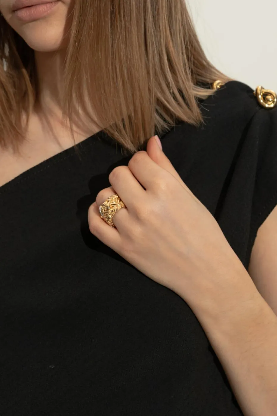 Bottega Veneta ZŁOTY Srebrny pierścień